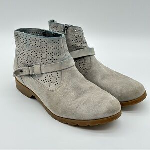 Teva Light Gray Perforated Suede Ankle Booties